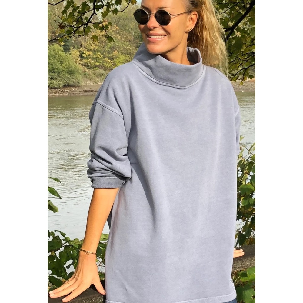 Light Blue Women's Cowl Neck Sweater Tunic